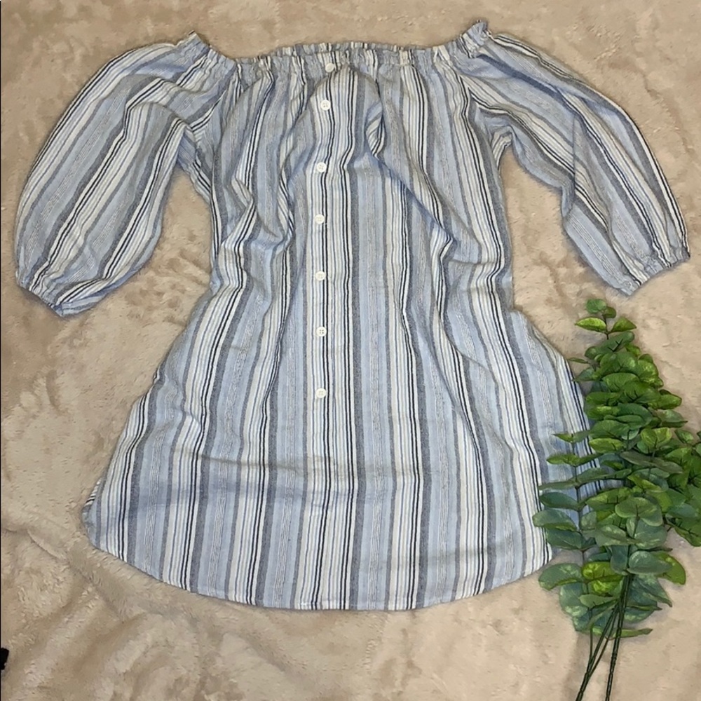 Magnolia Skye Striped Off the Shoulder Dress Sz L